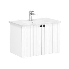 Vitra Root Groove 69289 Lavabo Dolabı, Kapaklı, 80 Cm, Mat Beyaz, Yuvarlak Lavabolu